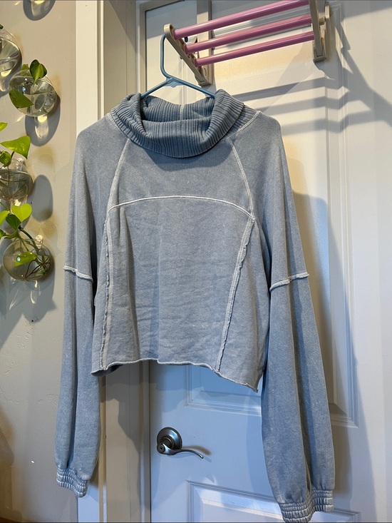 aerie Sweaters - aerie Light Blue Cropped Cowl Neck Sweater